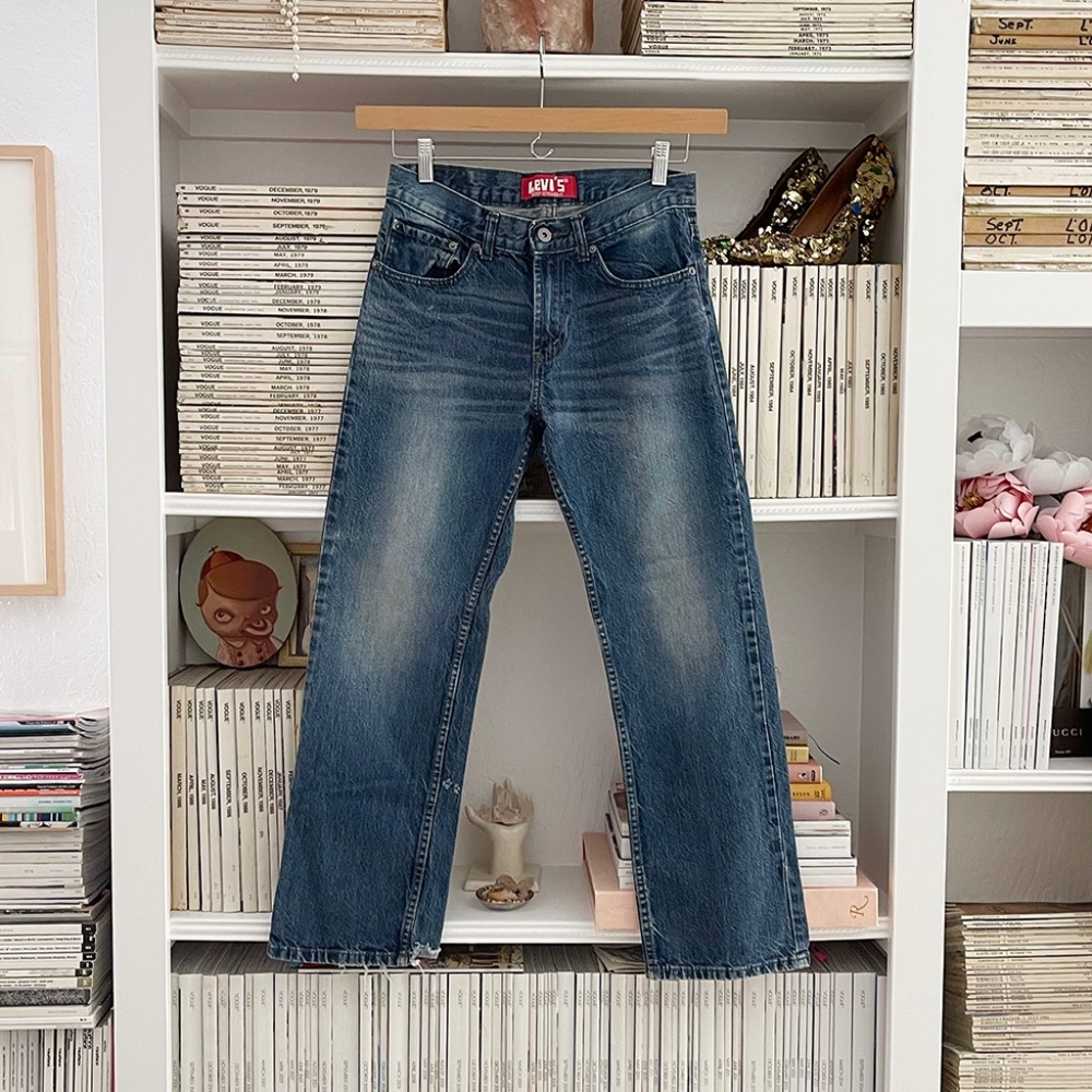 Classic BLUE denim Almost Vintage LEVI'S jeans 505 Straight leg perfectly Worn Y